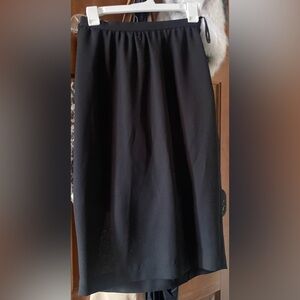 Leslie Faye Vintage Classic Black Midi Skirt Elastic Back Side Clasp